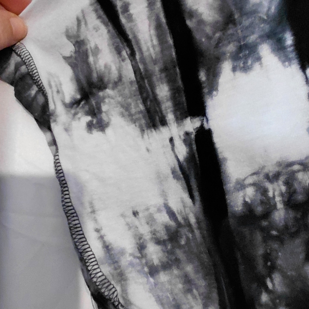 Black and White Tie-Dye Women's Short Sleeve Top - Picture 5 of 9